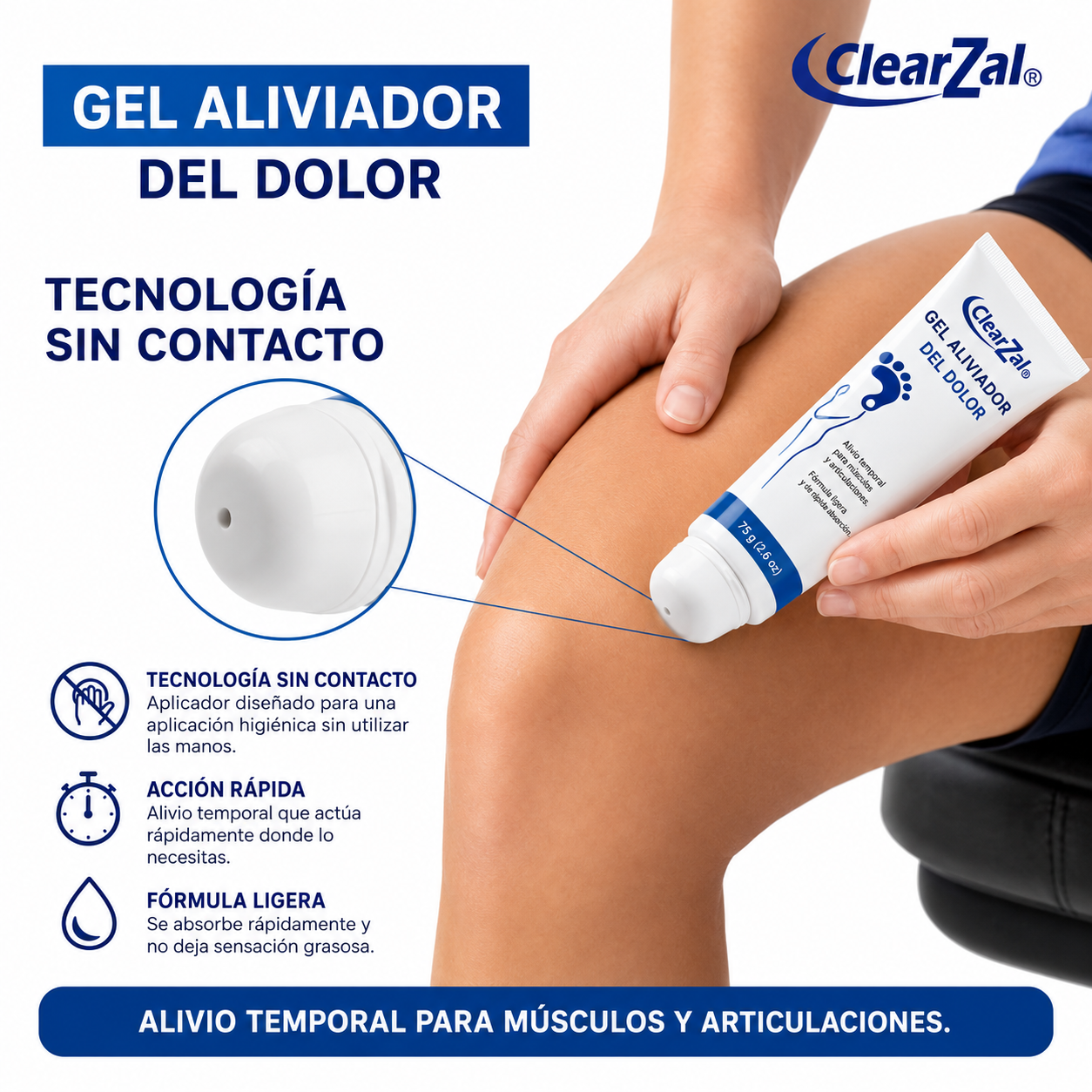 CLEAR ZAL GEL - Sensación fría que ayuda a aliviar el dolor 100% Efectivo