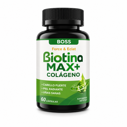BOSS BIOTINA MAX+ - Biotina y colágeno para fortalecer tu cabello desde la raíz.